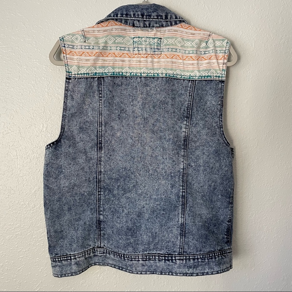 Carbon vintage look acid wash distressed denim vest M - Picture 6 of 9